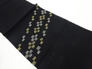 絽綴れ斜線に四角模様織出し名古屋帯